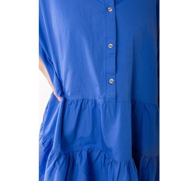 NWT Vici Lavender J Blue 100% Cotton Poplin Button Down Shirt Mini Dress Small - Picture 11 of 15